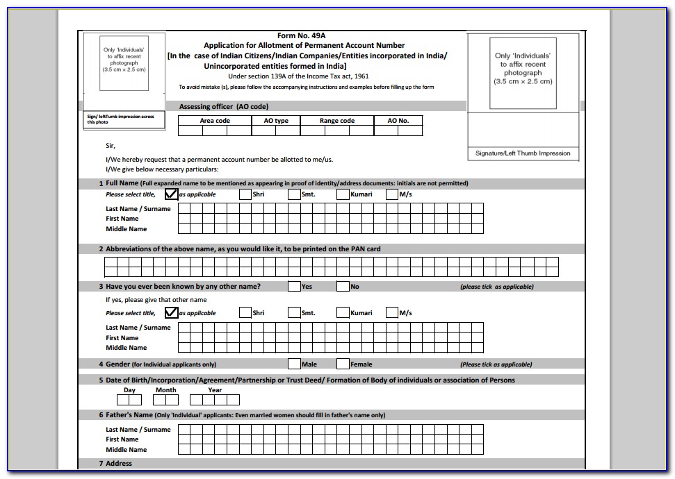Application Form For Pan Card For Partnership Firm