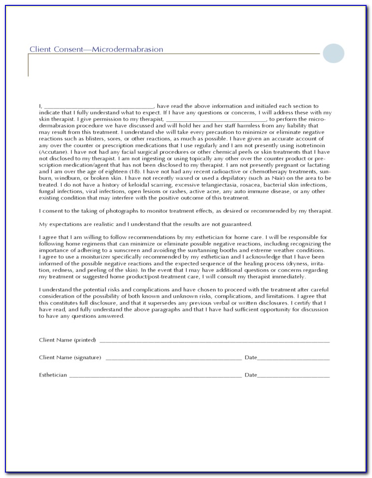 Ascp Chemical Peel Consent Form