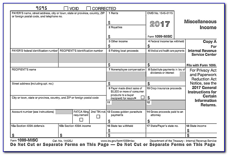 Blank 1099 Misc Forms 2016