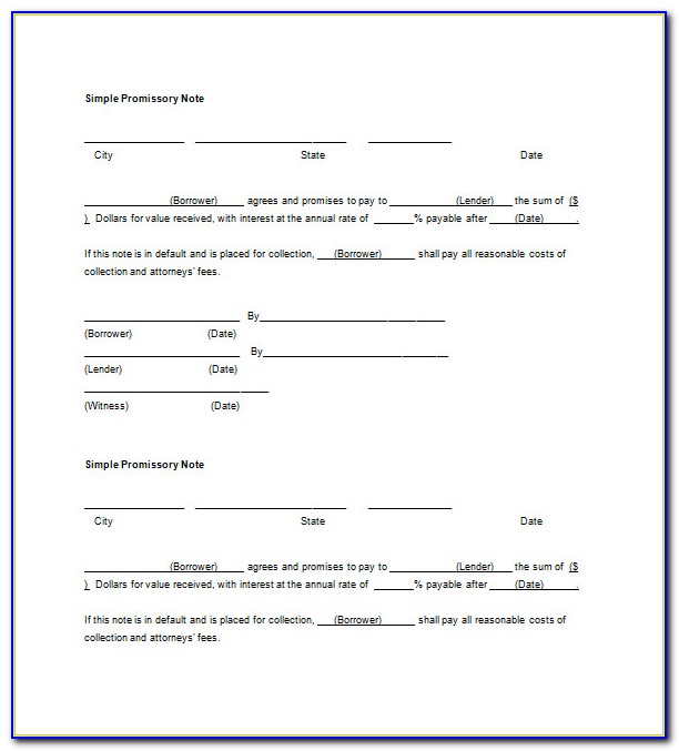 Blank Promissory Note Form