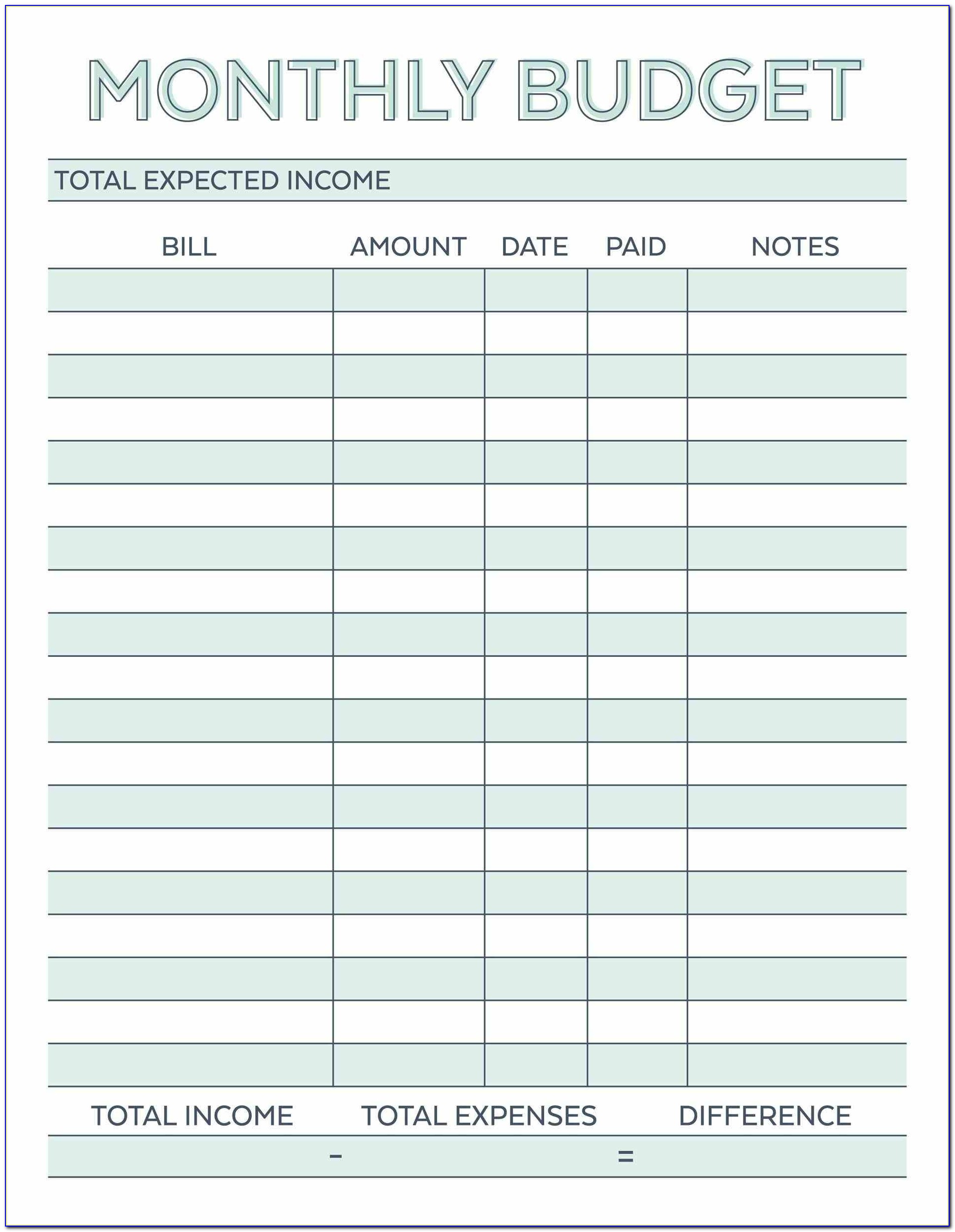 Budget Sheet Template Free Printable Uk