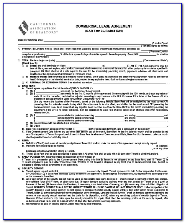 California Association Of Realtors Rental Application Form