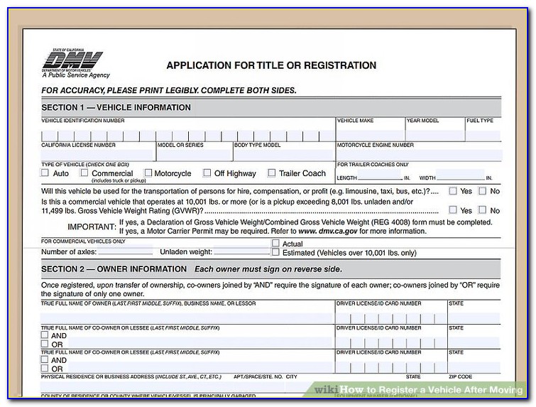 California Dmv Registration Form 138
