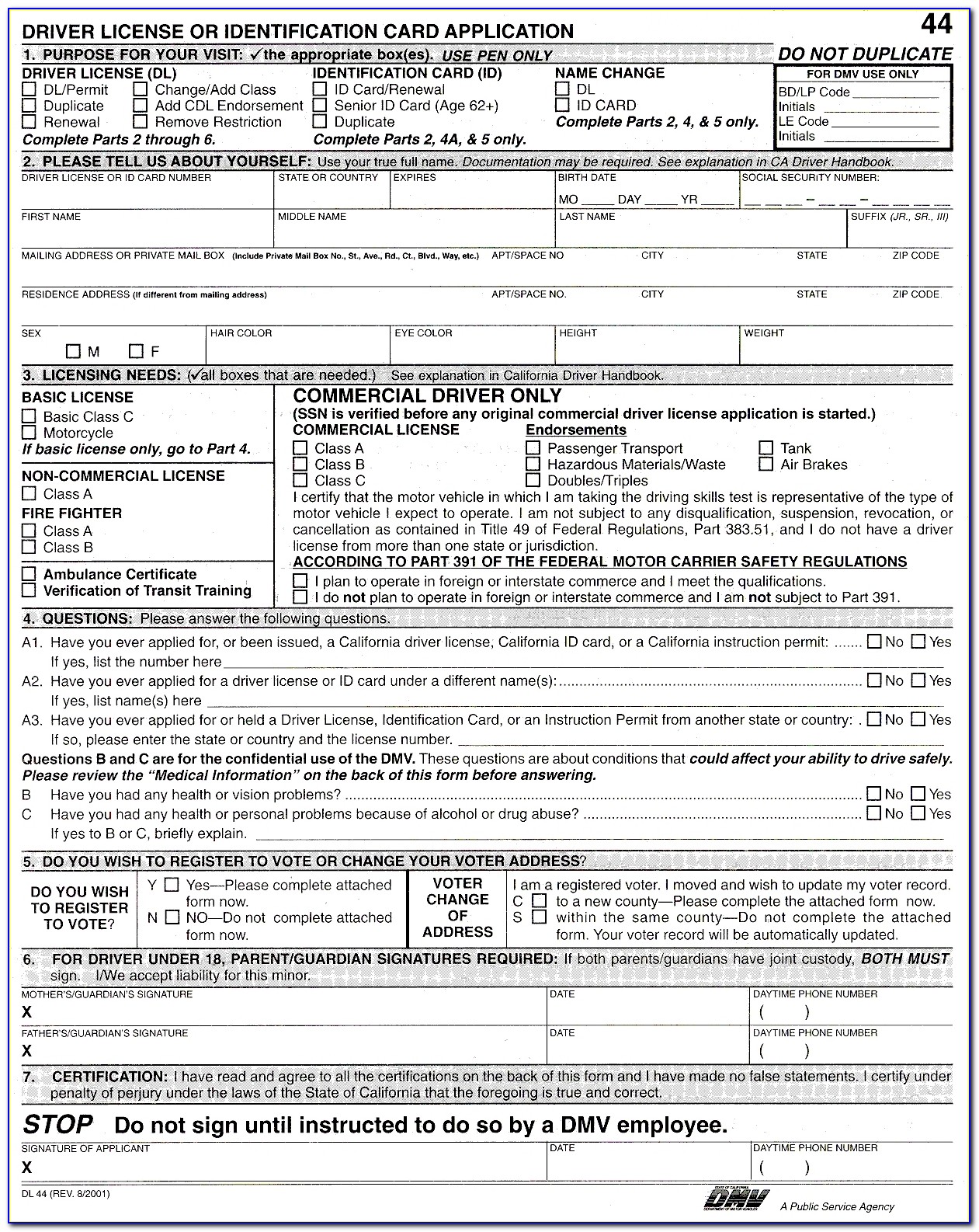 California Dmv Registration Form 343