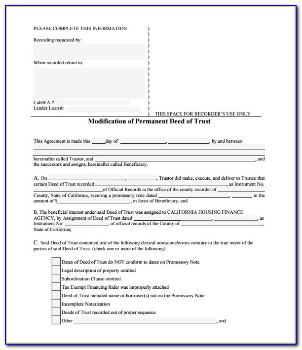 California Note And Deed Of Trust Forms