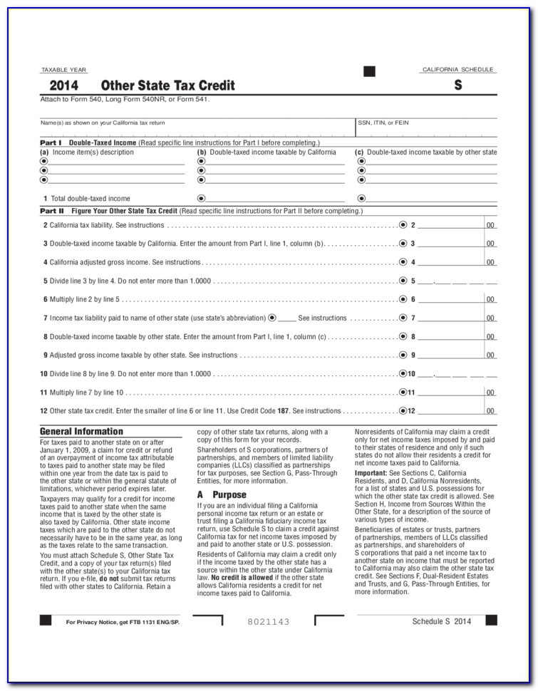 California State Tax Forms 2014