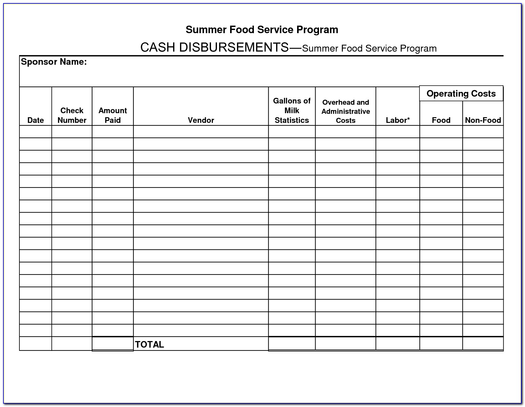Cash Disbursement Journal Forms