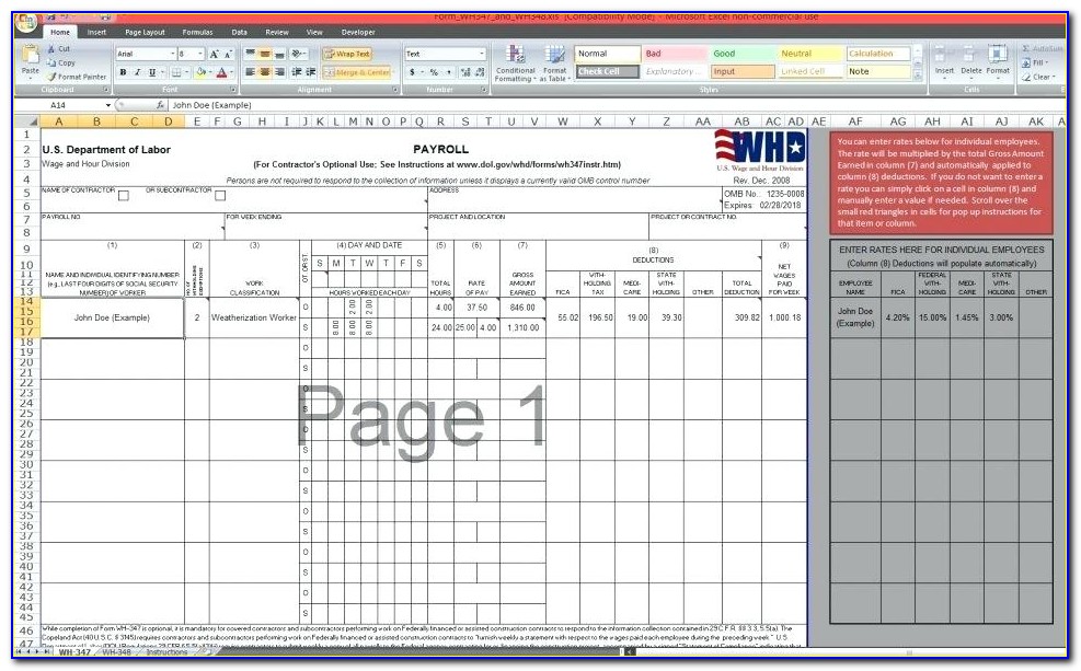 Certified Payroll Forms Excel