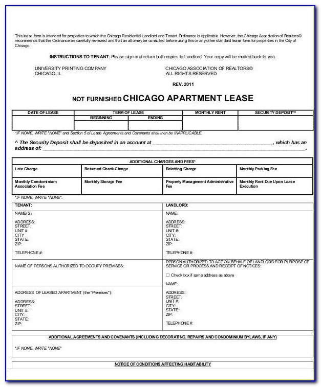 Chicago Apartment Lease Form 2018