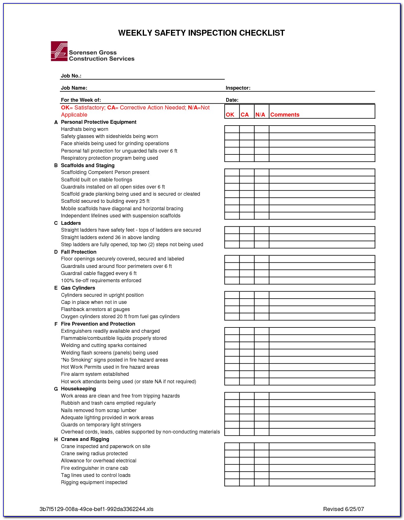 Chimney Inspection Checklist Form