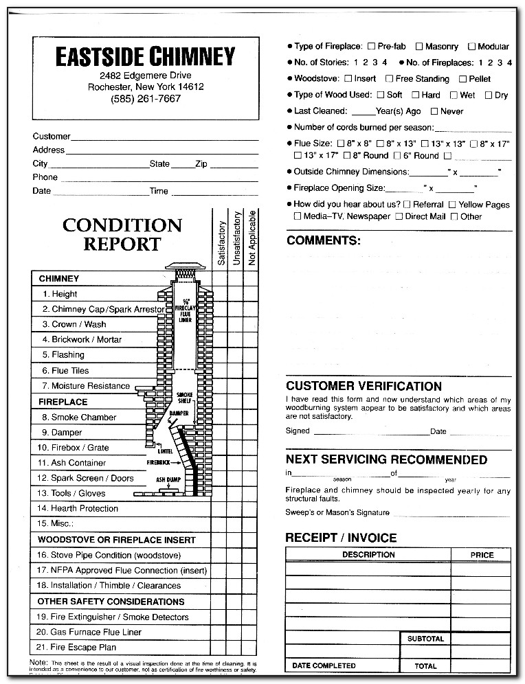 Chimney Inspection Report Form
