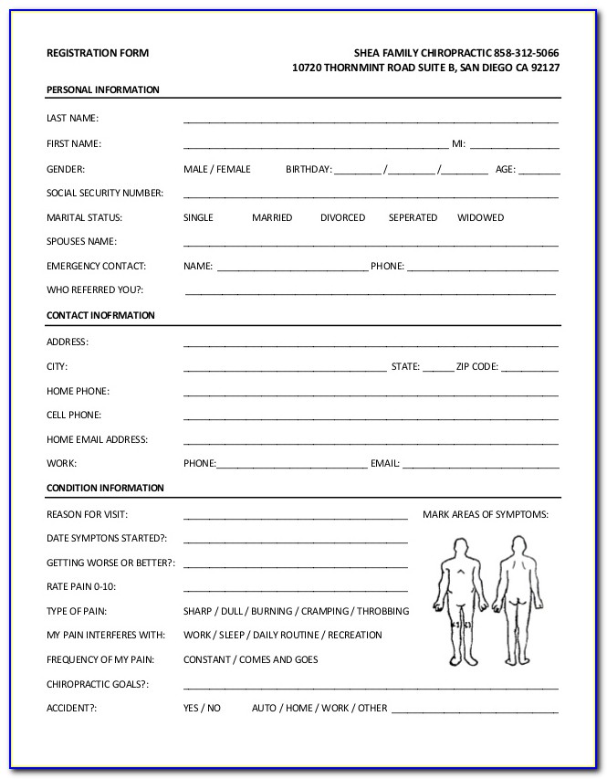 Chiropractic New Patient Forms Pdf