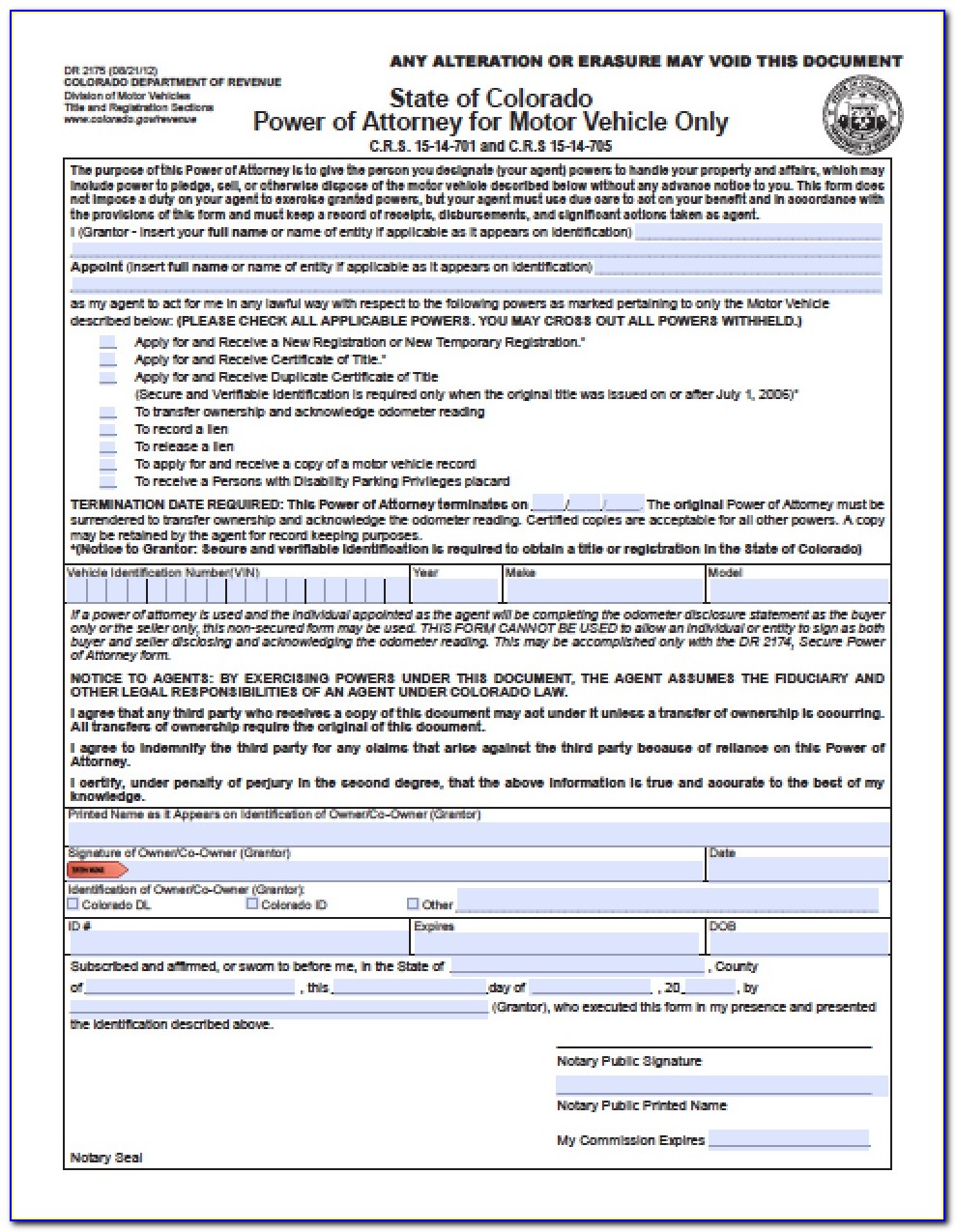 Colorado Power Of Attorney Form For Real Estate