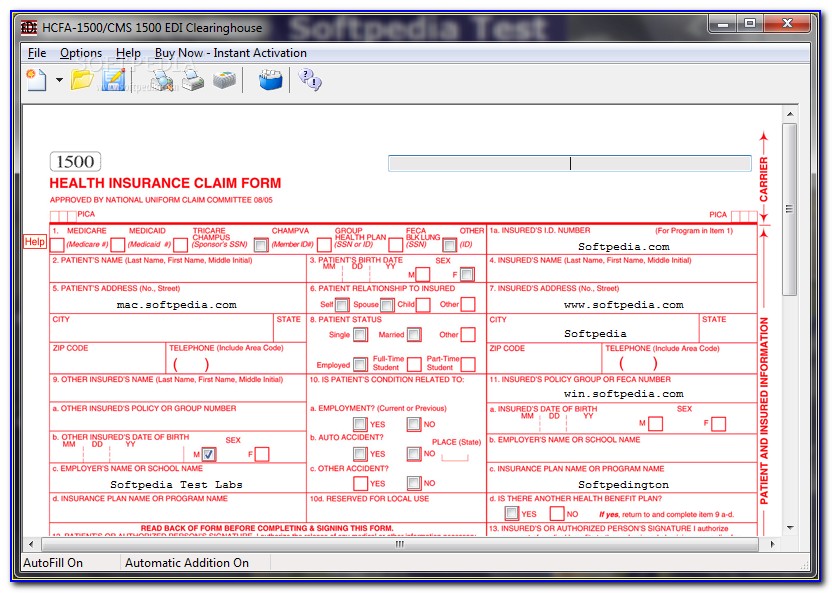 Completed Cms 1500 Claim Form Sample