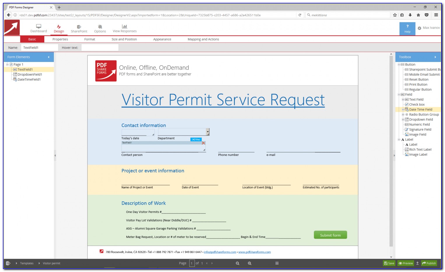 Creating Forms On Sharepoint 2010