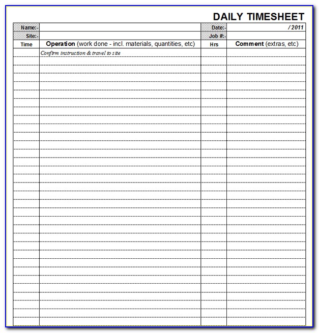 Daily Time Sheet Form