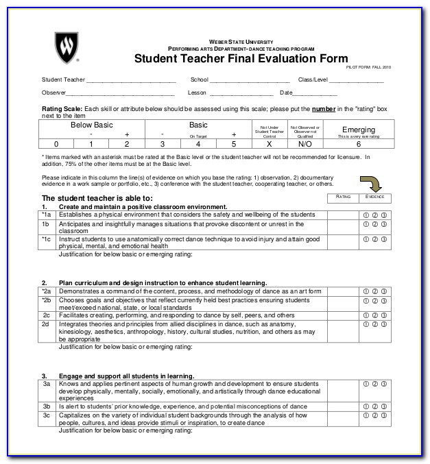 Dance Instructor Evaluation Form