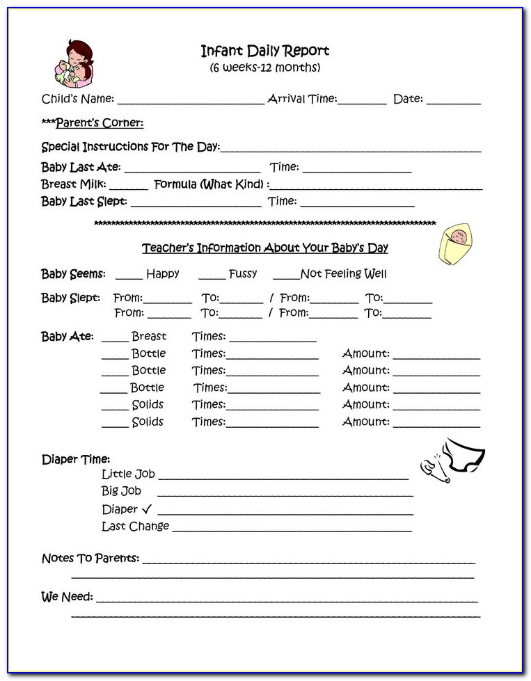 Daycare Forms For Infants