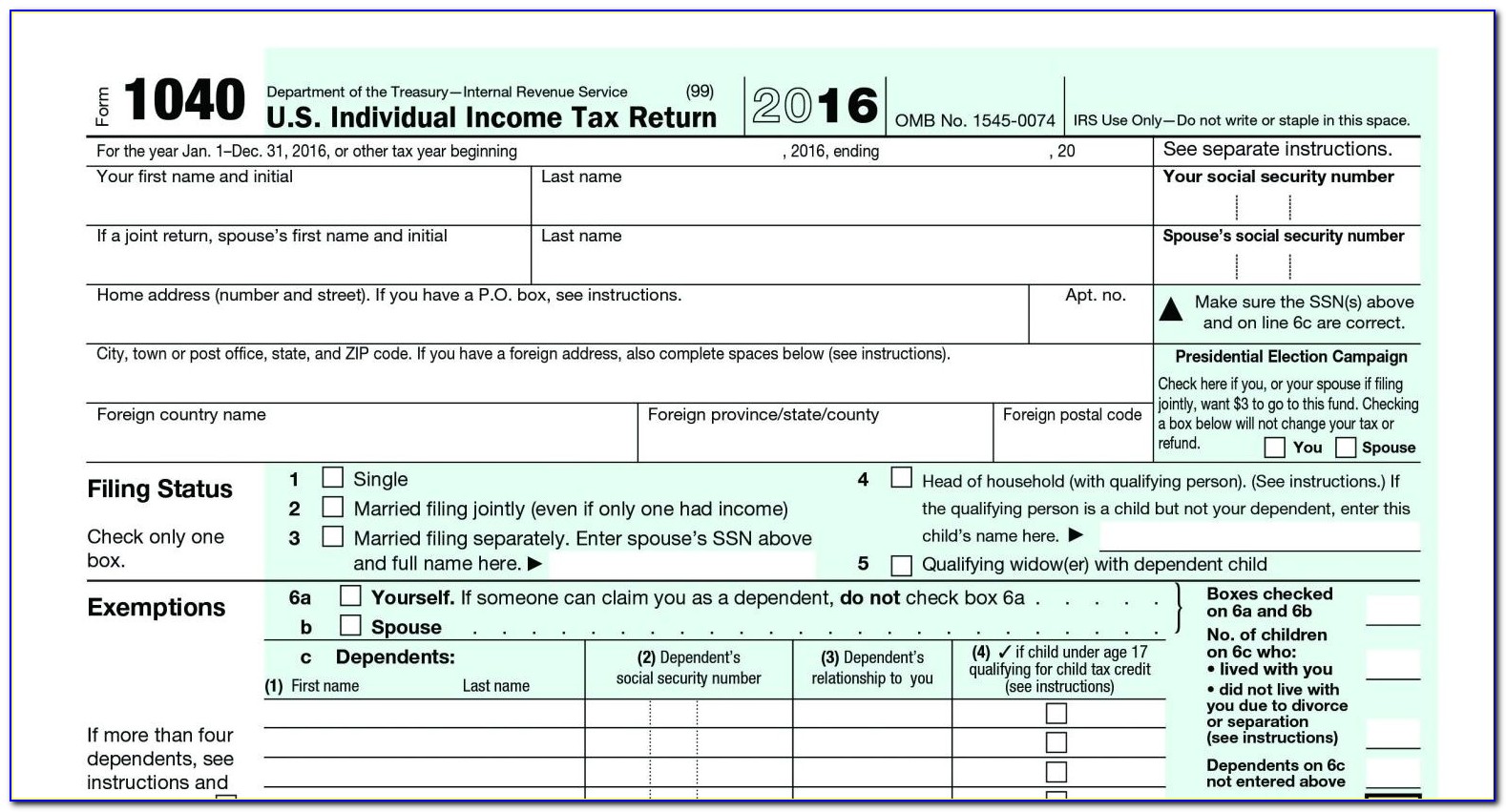 Printable Tax Forms 1040