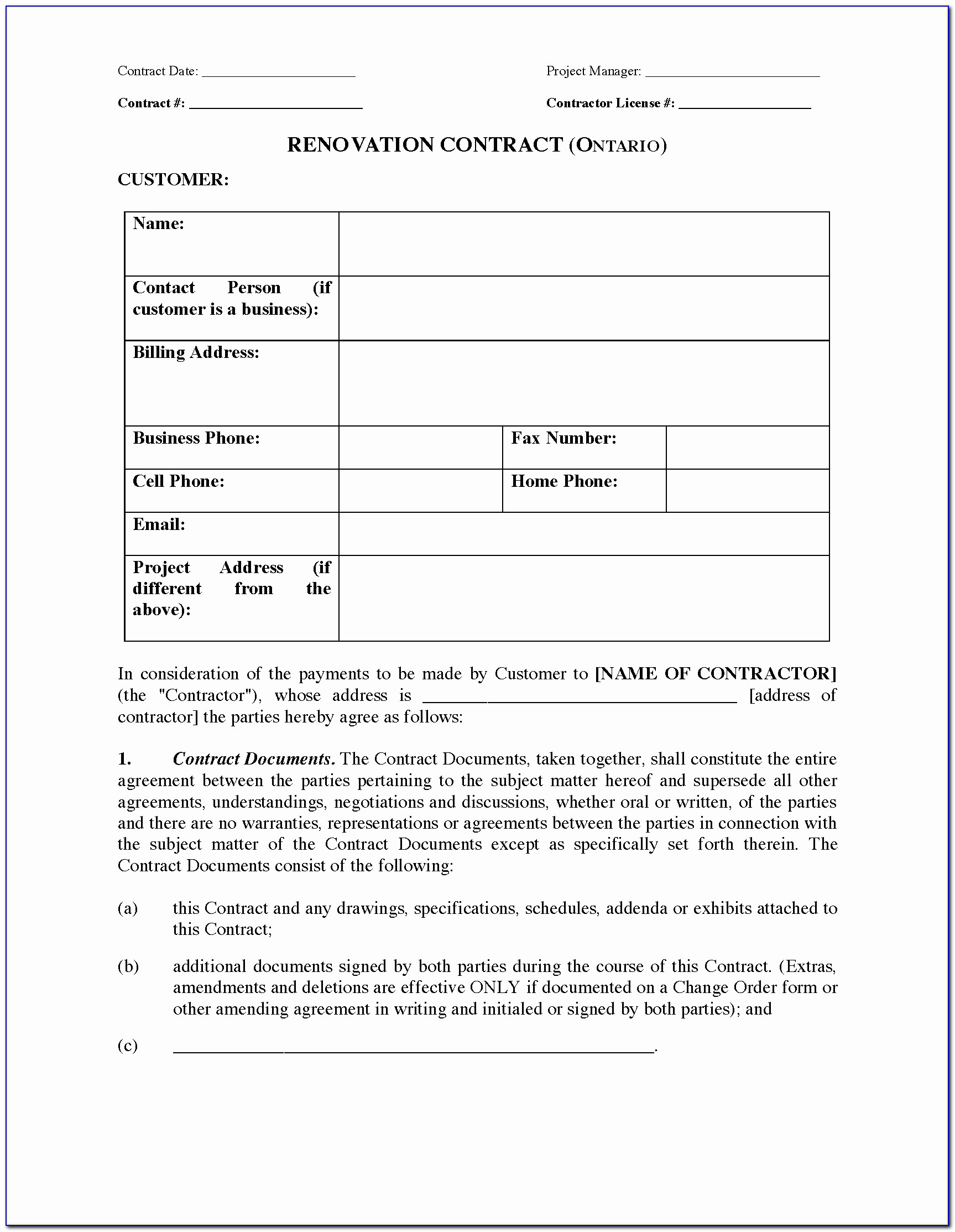 Drywall Contract Template Unique Contract Remodeling Contract Form Forms Renovation Template Free