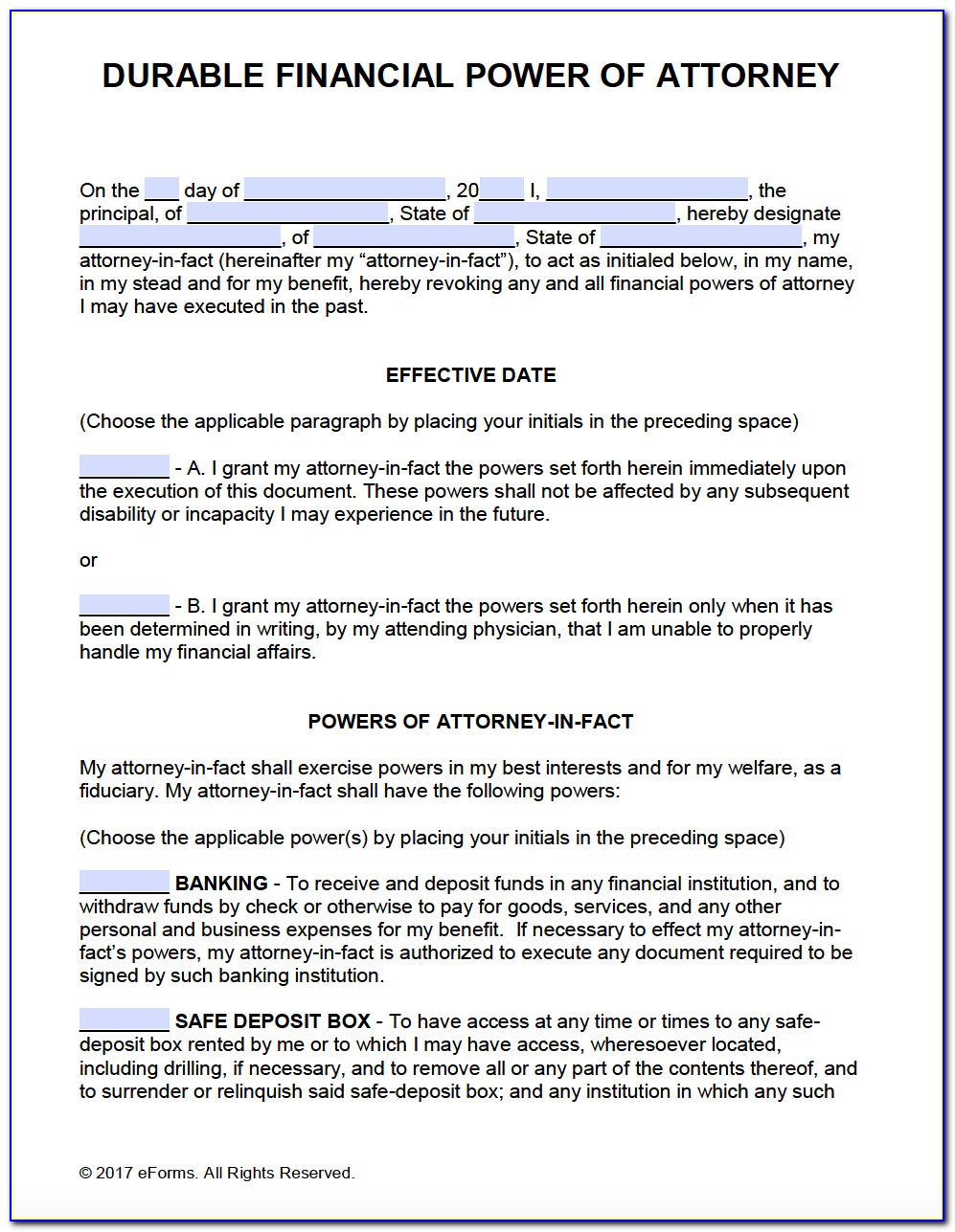 Durable Power Of Attorney Form Free Printable