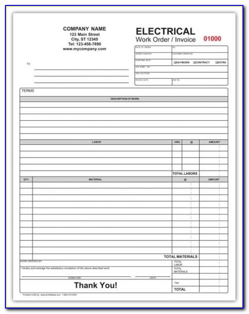 Electrical Invoice Forms