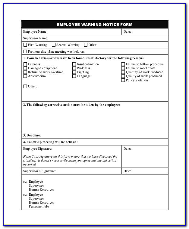 Employee Warning Form Pdf Free