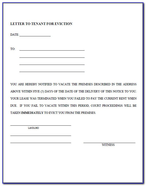 Eviction Notice Form Letter