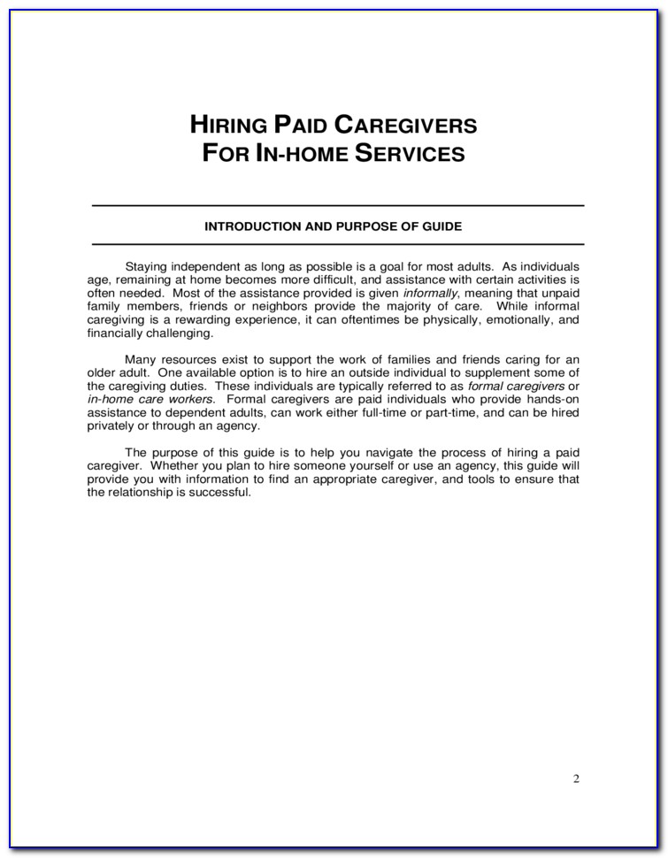 Family Caregiver Contract Form