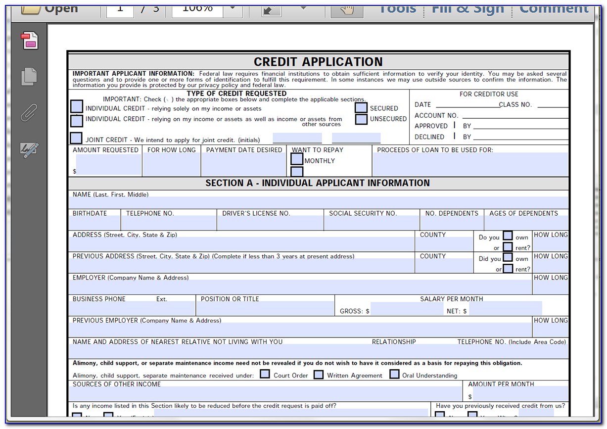 Fillable Form Application