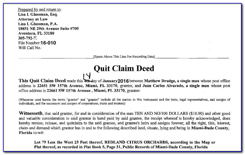 Florida Quit Claim Deed Form Lee County