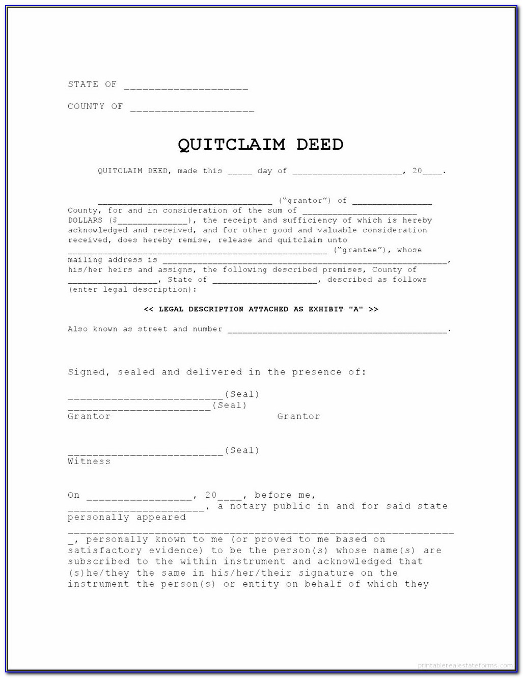 Florida Quit Claim Deed Form Volusia County