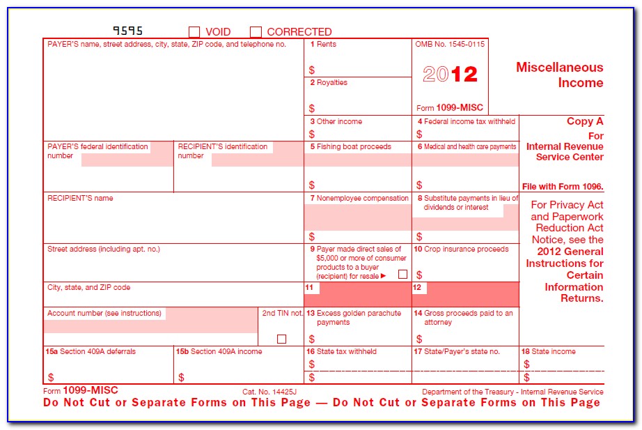 Form 1099 Misc Income Tax Return