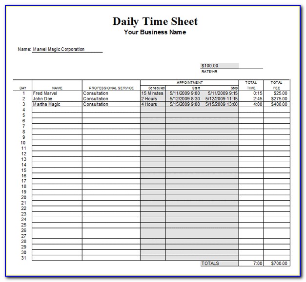 Form Daily Timesheet