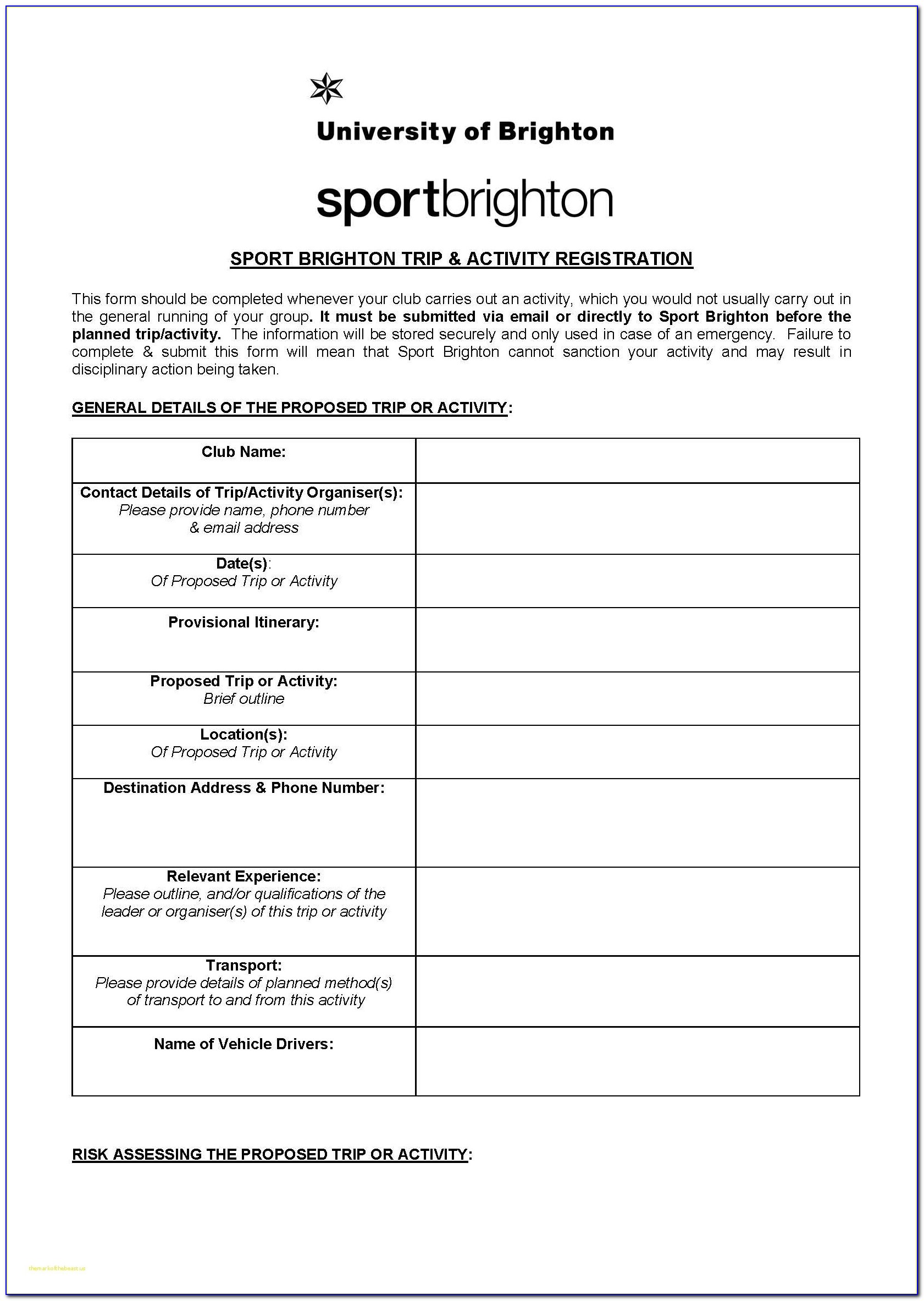 Best Of Sport Registration Form Template Free File Fillable With Registration Form Template For Sports