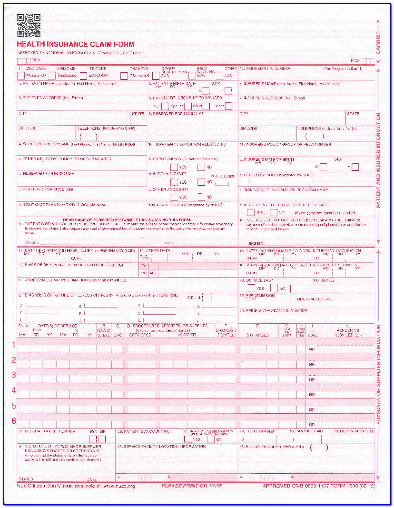 Free Cms 1500 Form Printable