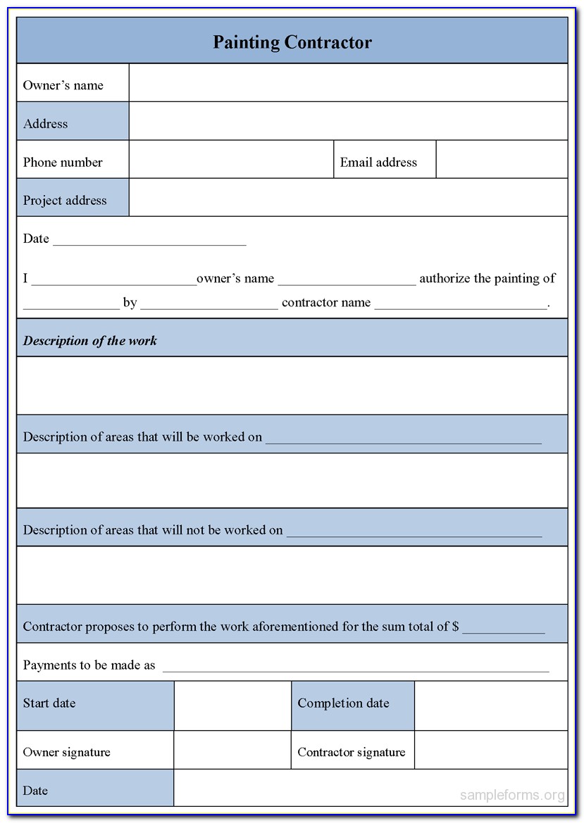 Free Contractor Forms Templates