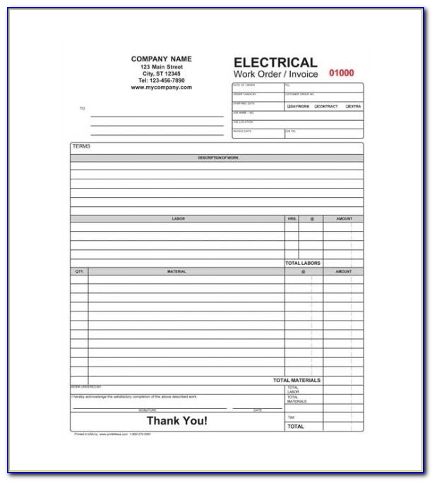 Free Electrical Invoice Forms