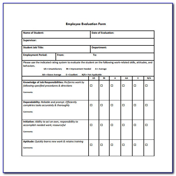 Free Employee Evaluation Forms