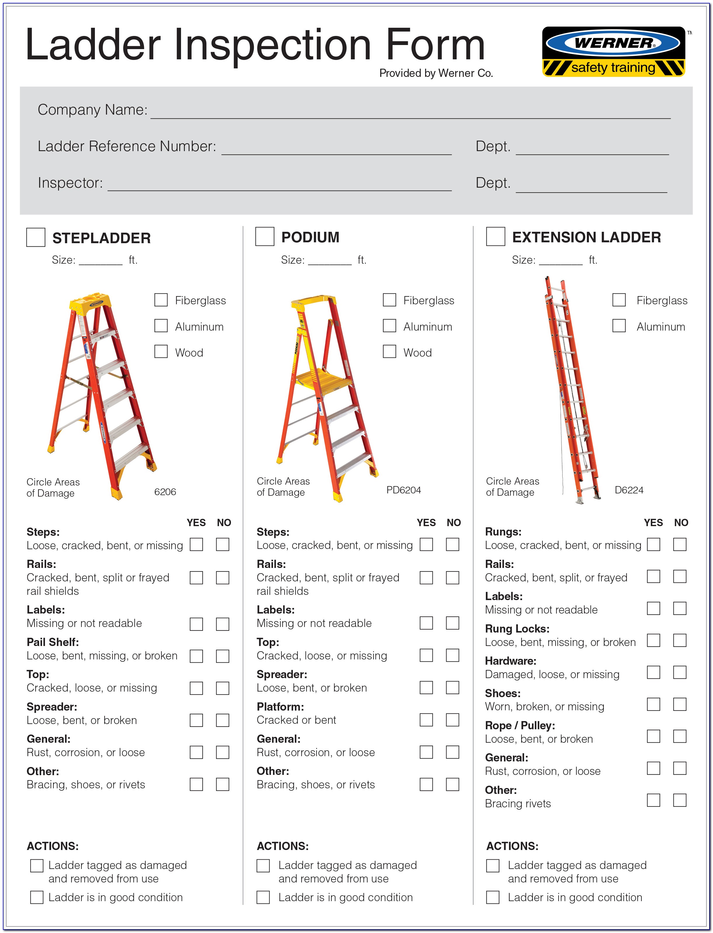Free Ladder Inspection Forms