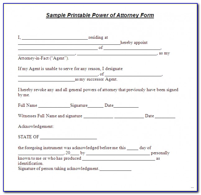 Free Printable Durable Power Of Attorney Form Ohio