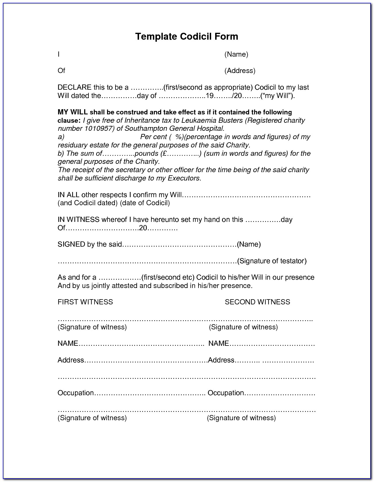 Free Printable Last Will And Testament Forms Texas