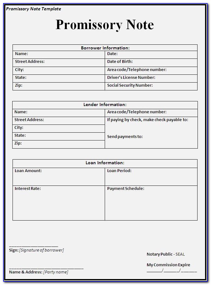 Free Promissory Note Blank Form