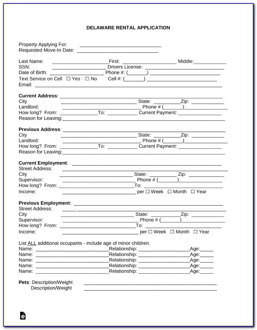 Free Rental Application Form Word Doc