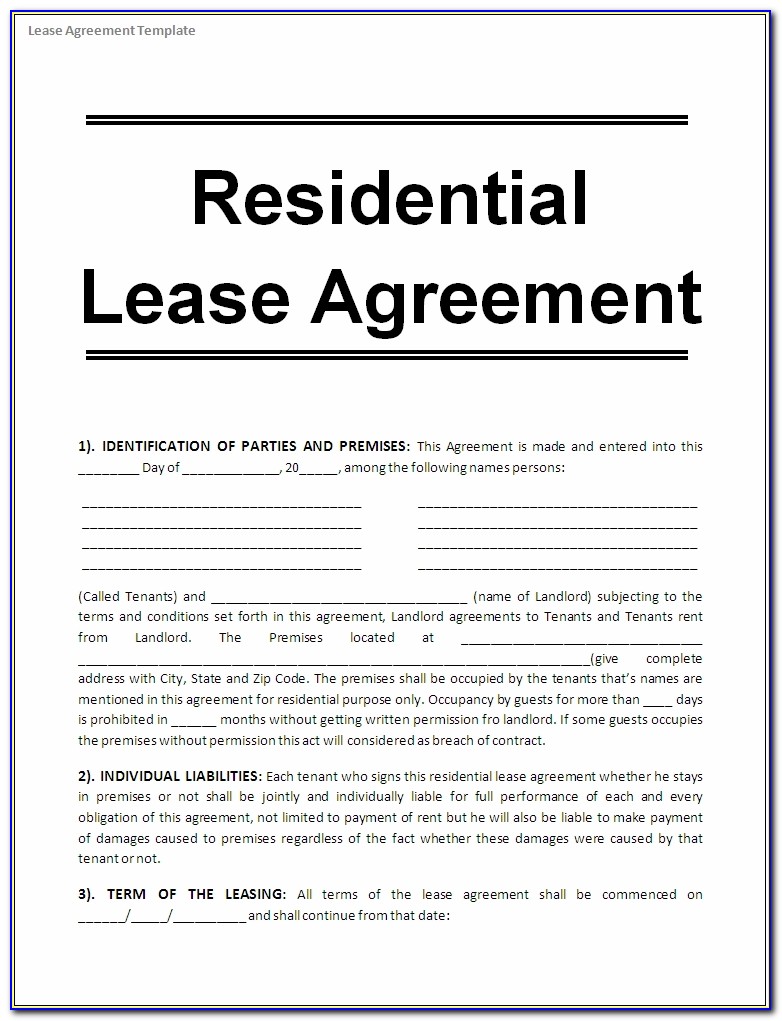 Free Rental Lease Agreement Forms Texas