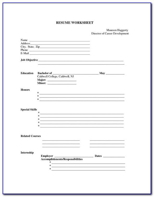 Free Resume Blank Printable Forms