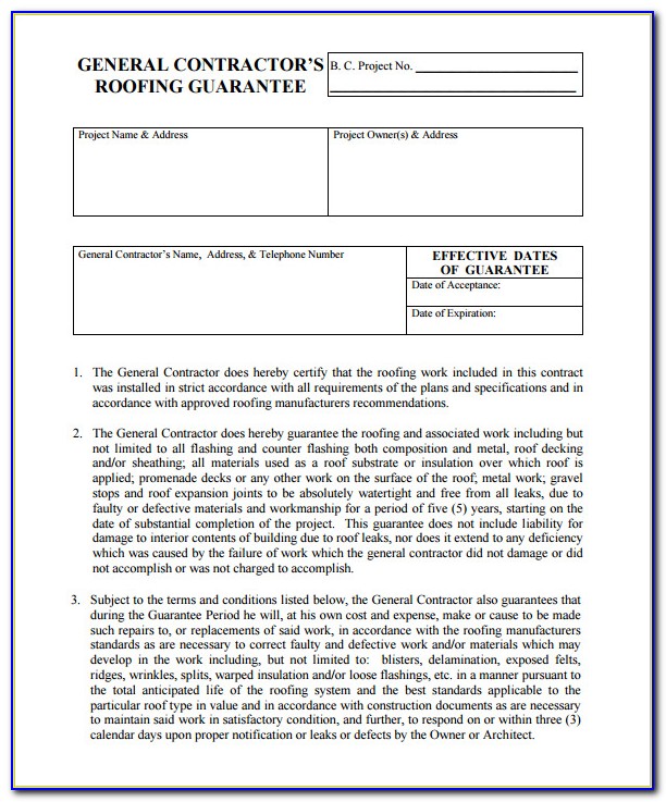 Free Roofing Proposal Forms Pdf