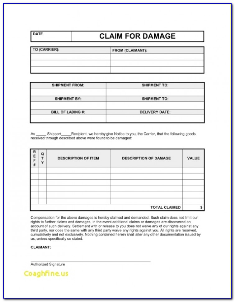 Freight Claim Form Template