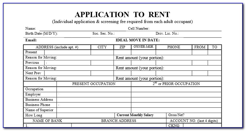 Generic Apartment Rental Application Form