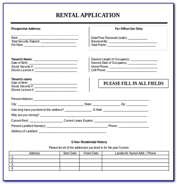 Generic Rental Application Form